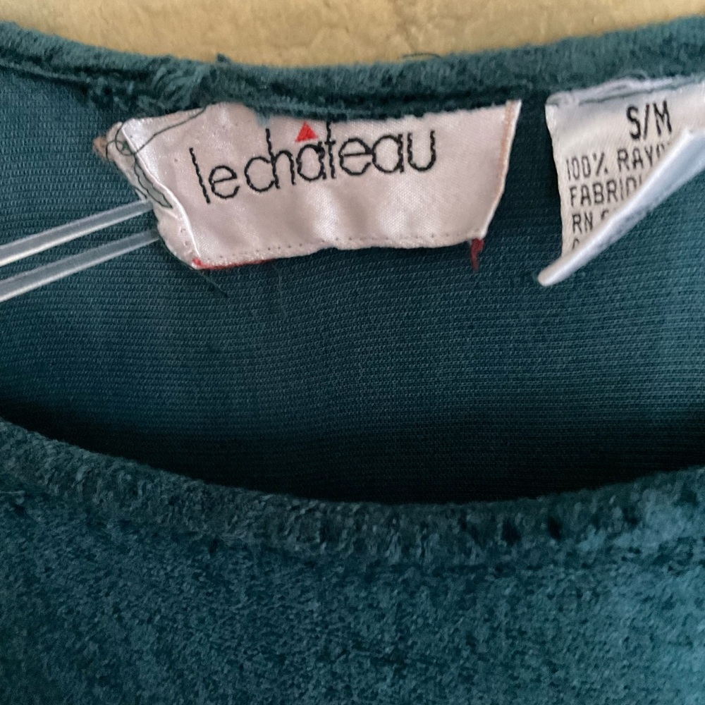 Le Chateau | Vintage 90s Crushed Velvet Maxi Dress | Teal Babydoll | M - Picture 3 of 7